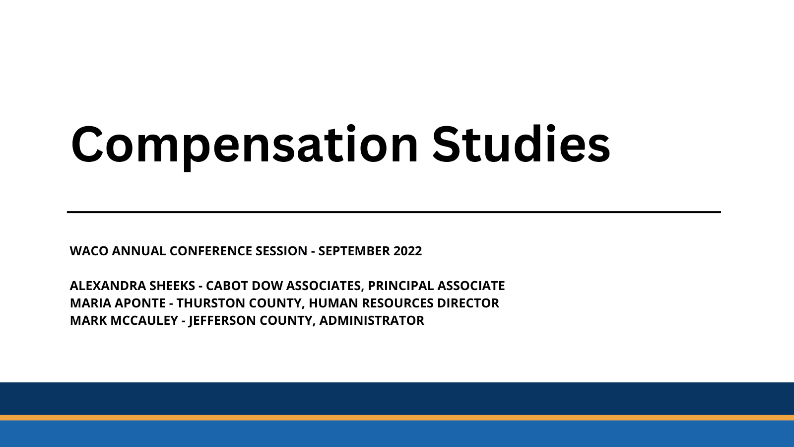 WACO Conference 2022 - Compensation Studies