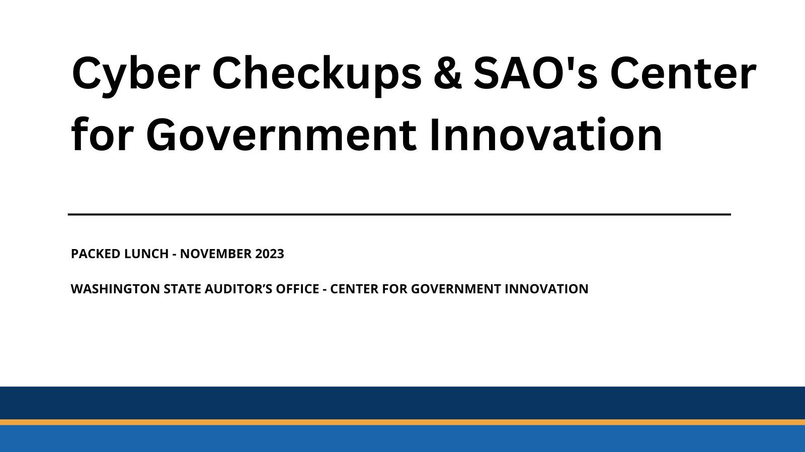 Packed Lunch - November 2023 - Cyber Security Checkups and SAO CGI